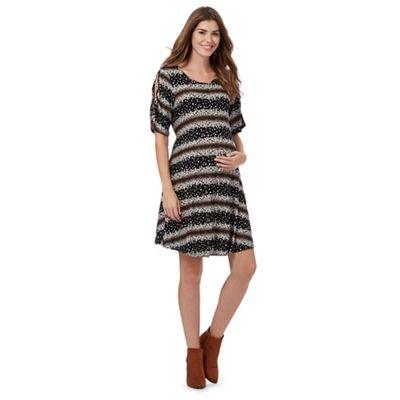 Red Herring Maternity Black floral striped maternity dress